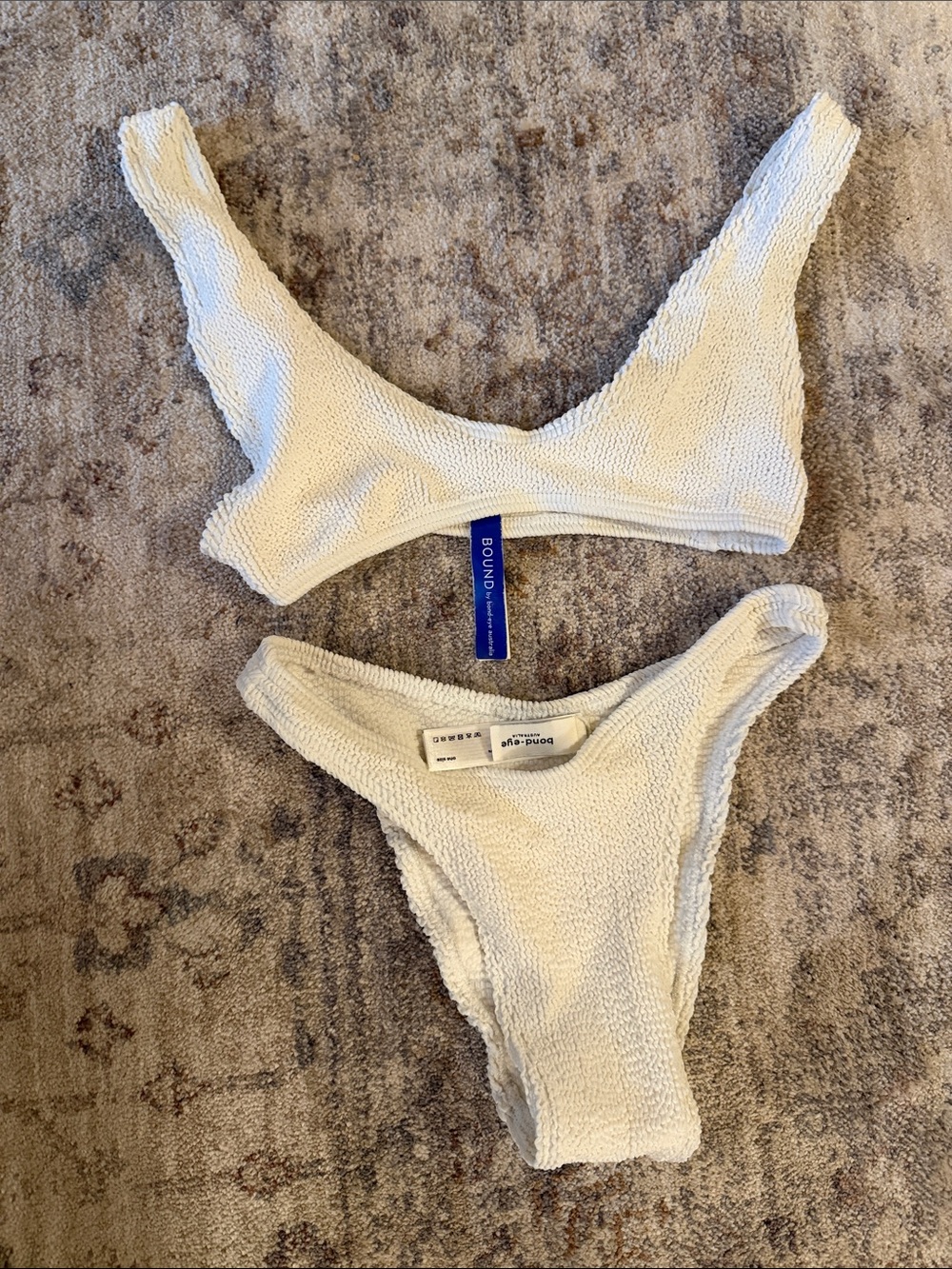 Bond-Eye Australia - Textured Cream Bikini Top and Bottom Set